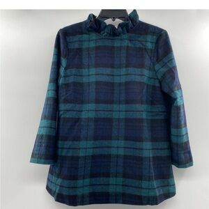 NWT Tuckernuck Blackwatch Plaid Faye Blouse sz L Top Ruffle Collar Career Wool